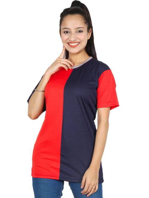 women round neck colour block regular tee - 19737444 - Very Small Image - 1