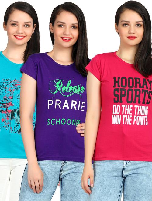 girls round neck printed regular top set - 19738217 - Very Small Image - 1