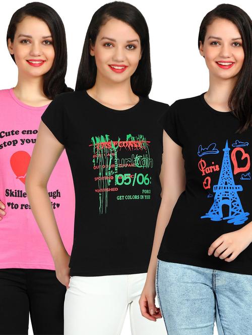 girls round neck printed regular top set - 19738272 - Very Small Image - 1