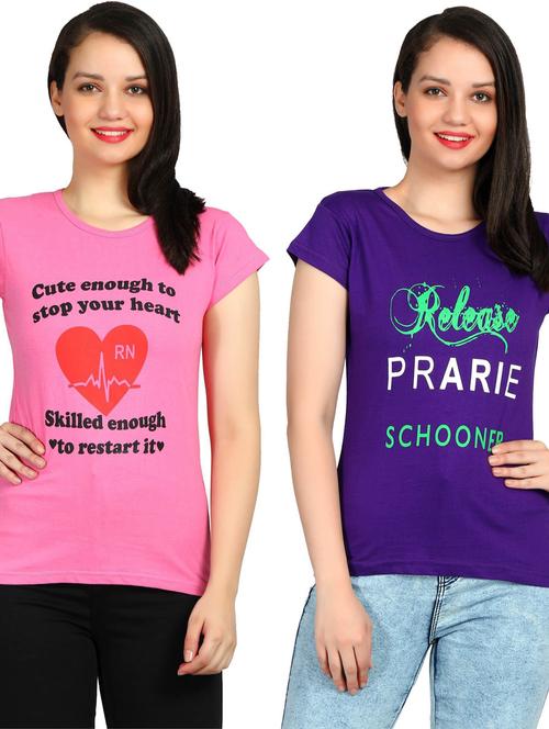 girls round neck printed top set - 19738282 - Very Small Image - 1