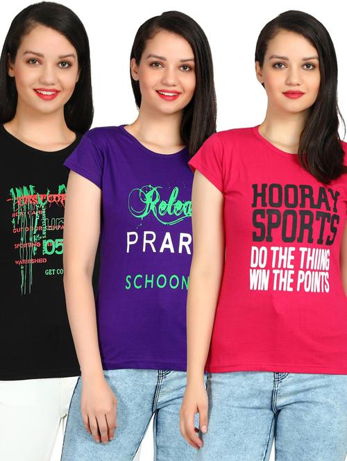 girls round neck printed regular top set - 19738303 - Very Small Image - 1