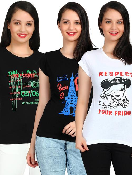 girls round neck printed regular top set - 19738324 - Very Small Image - 1