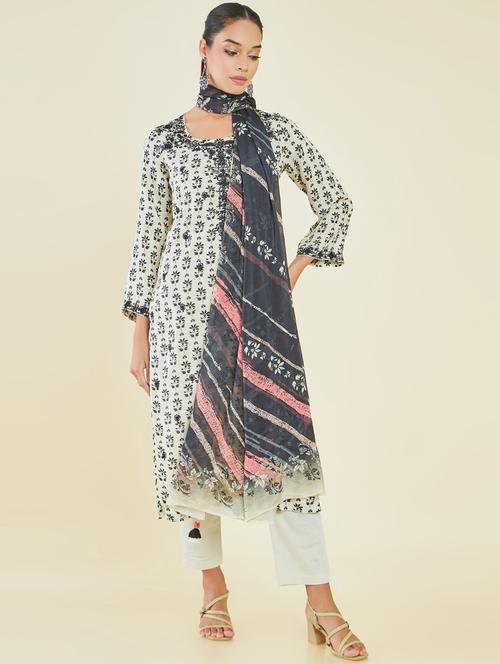 floral print cotton unstitched suit set - 19738409 - Very Small Image - 1