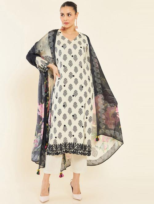 printed unstitched suit set - 19738439 - Very Small Image - 1