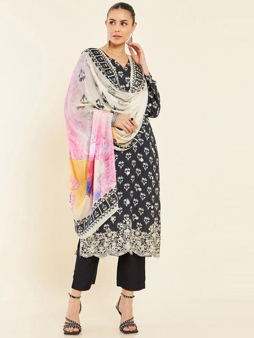 printed unstitched suit set - 19738440 - Very Small Image - 1