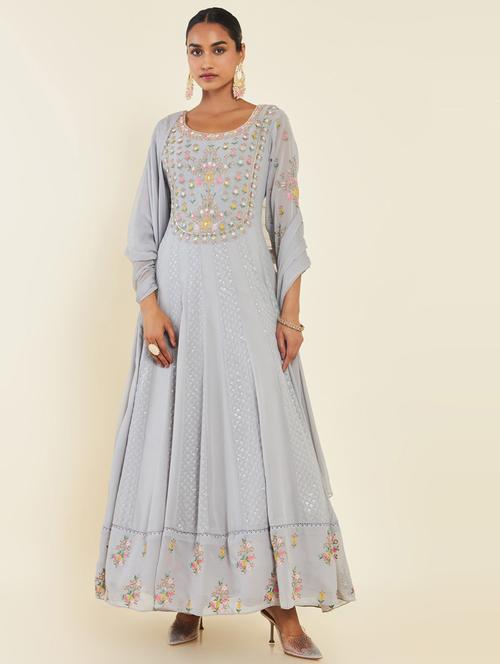 embroidered kurta churidaar with dupatta - 19738452 - Very Small Image - 1