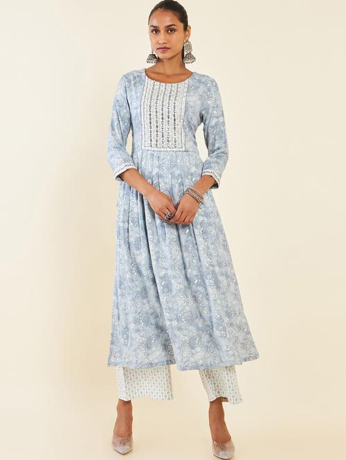 light blue kurta palazzo set - 19738563 - Very Small Image - 1