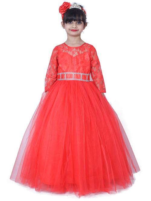 girls round neck long sleeves frock - 19743615 - Very Small Image - 1