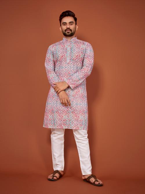 men's multi colored printed kurta - 19743909 - Very Small Image - 1