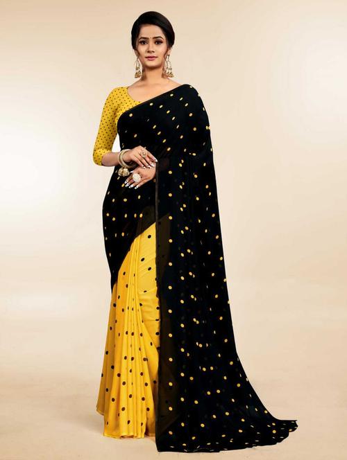 self designed printed half & half saree with blouse - 19744070 - Very Small Image - 1