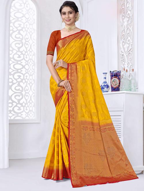 self designed woven saree with blouse - 19744136 - Very Small Image - 1
