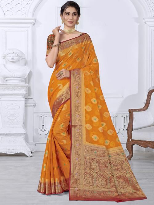 self designed woven saree with blouse - 19744138 - Very Small Image - 1