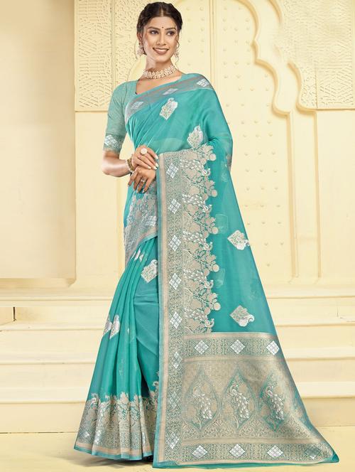 self designed woven saree with blouse - 19744160 - Very Small Image - 1