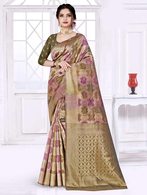 multi colored self design woven saree with blouse - 19744376 - Very Small Image - 1