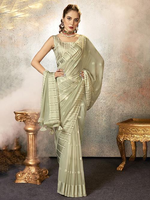 printed woven saree with blouse - 19744513 - Very Small Image - 1