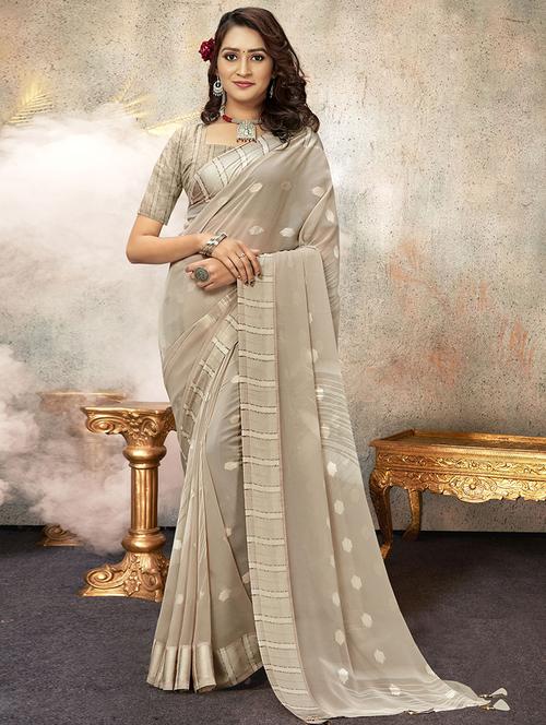 printed woven saree with blouse - 19744518 - Very Small Image - 1