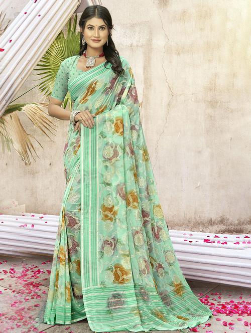 printed woven saree with blouse - 19744561 - Very Small Image - 1