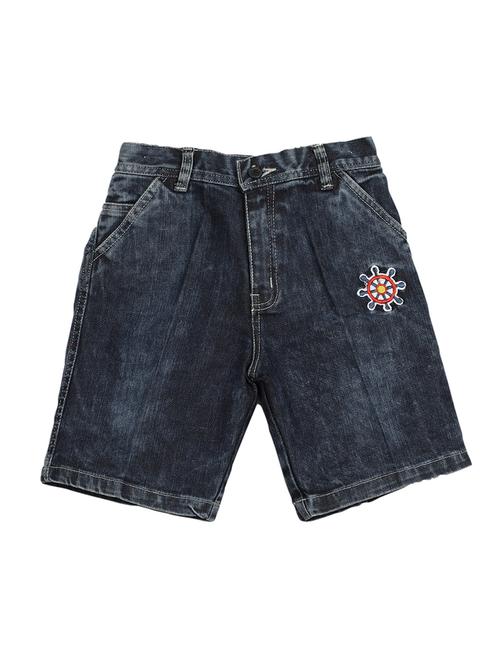 solid dark blue cotton shorts - 19744847 - Very Small Image - 1