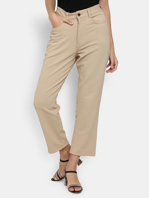 women beige self design detailed trouser - 19745684 - Very Small Image - 1