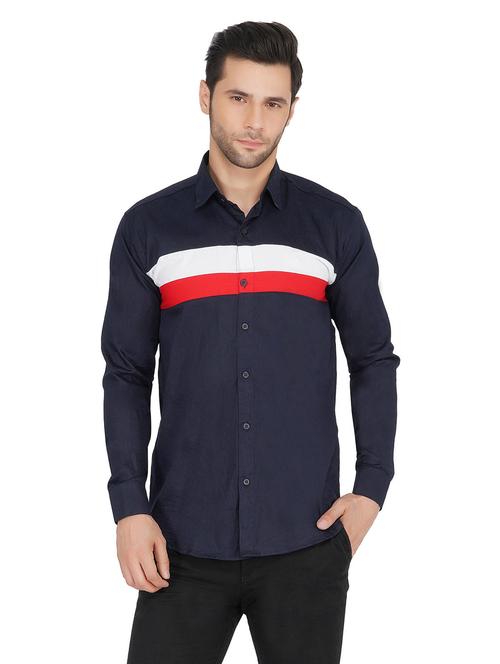 mens color block casual shirt - 19748760 - Very Small Image - 1