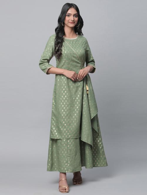 green printed jumpsuit ethnic dress - 19749077 - Very Small Image - 1