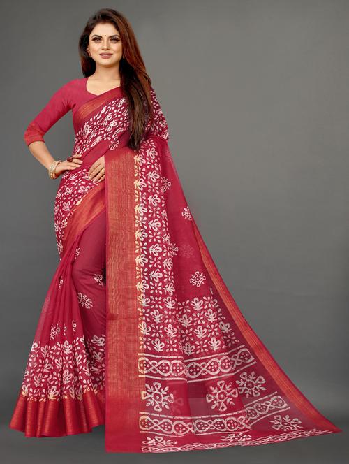 floral printed saree with blouse - 19749265 - Very Small Image - 1