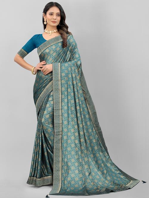 floral printed saree with blouse - 19749321 - Very Small Image - 1