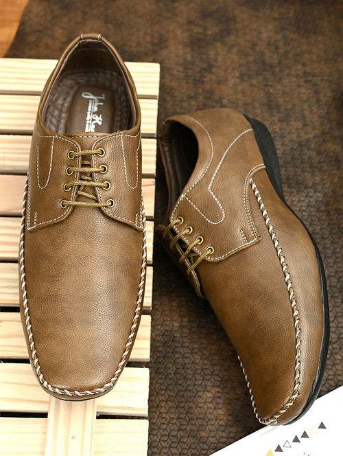tan pu laceup derbies - 19749838 - Very Small Image - 1