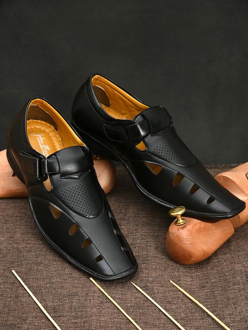 black pu slip on sandals - 19749870 - Very Small Image - 1