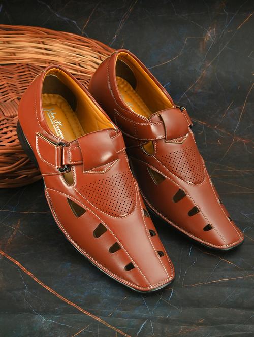 tan pu slip on sandals - 19749872 - Very Small Image - 1