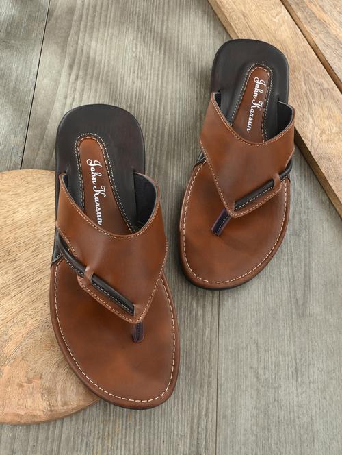 tan pu slip on sandals - 19749911 - Very Small Image - 1