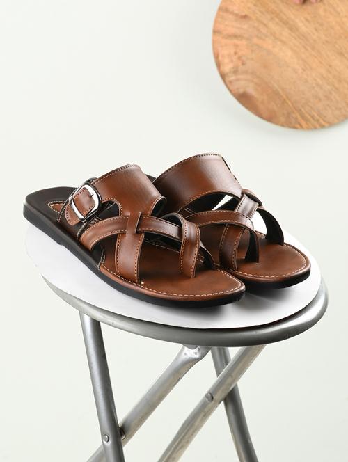 tan pu slip on sandals - 19749914 - Very Small Image - 1