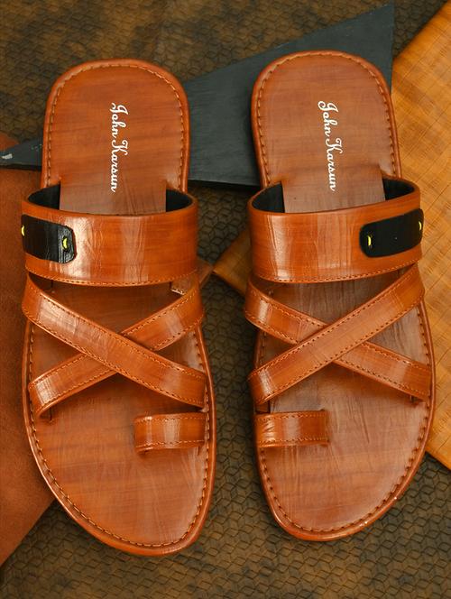 tan pu slip on sandals - 19749926 - Very Small Image - 1