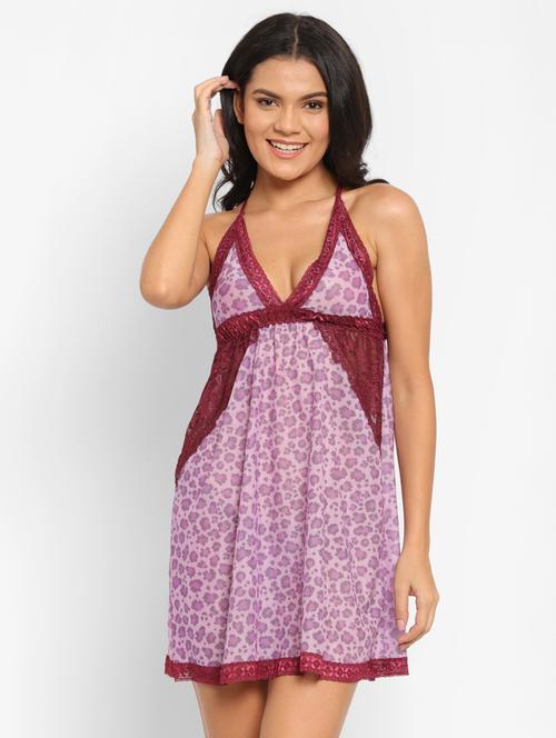 animal print lace babydoll set - 19750053 - Very Small Image - 1