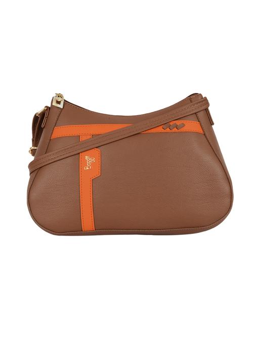 brown cotton polyester blend sling bag - 19750992 - Very Small Image - 1