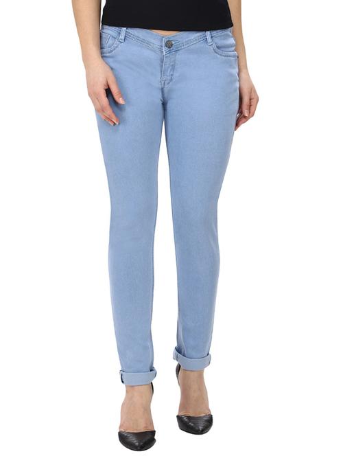 light blue solid denim full length jean - 19752707 - Very Small Image - 1