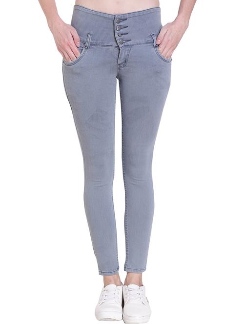 grey solid denim high rise jean - 19752708 - Very Small Image - 1