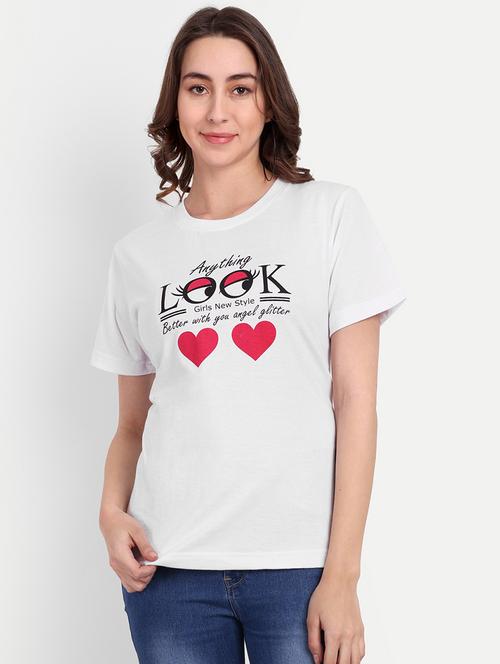 women round neck front print regular tee - 19752788 - Very Small Image - 1