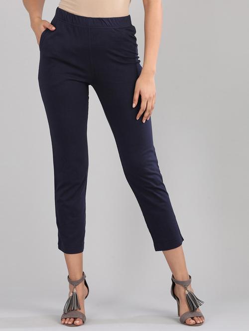 women solids calf length trousers - 19753092 - Very Small Image - 1