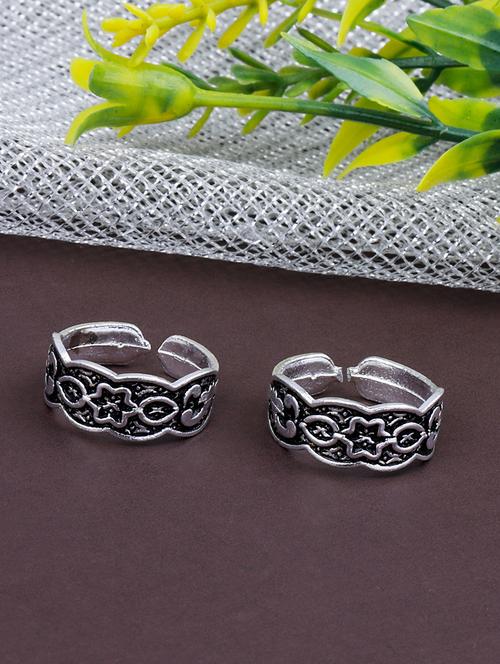 silver oxidized toe rings set - 19753403 - Very Small Image - 1