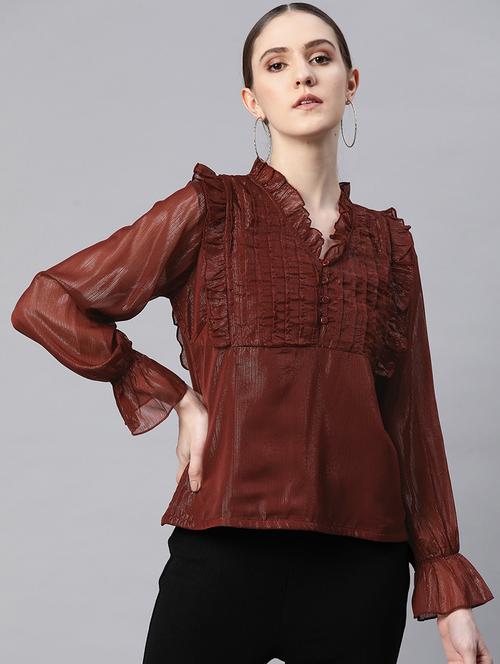 women's straight v neck top - 19753495 - Very Small Image - 1