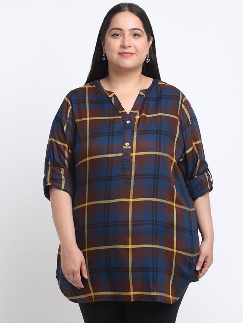 women's straight mandarin neck top - 19753507 - Very Small Image - 1