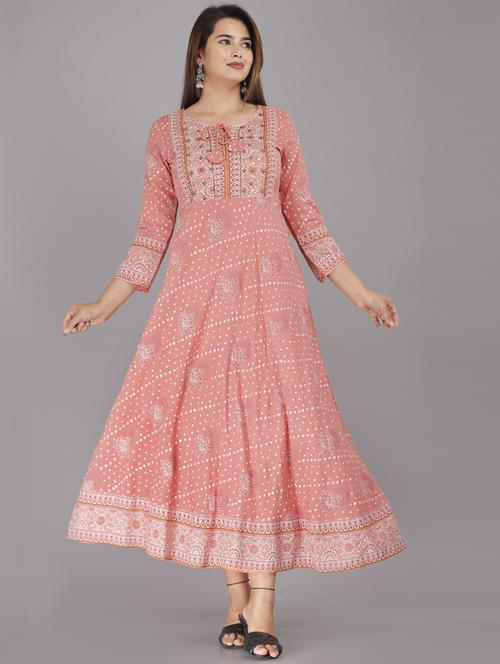 tie up neck printed a-line kurta - 19754627 - Very Small Image - 1