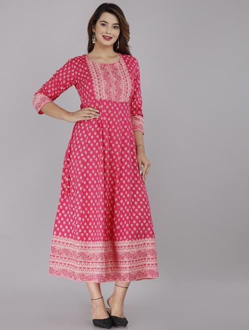 round neck printed a-line kurta - 19754628 - Very Small Image - 1