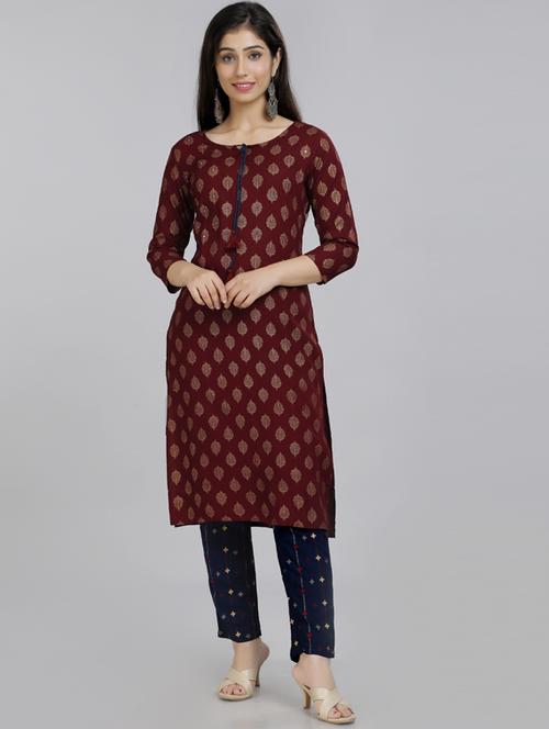 tie up neck printed kurta pant set - 19754664 - Very Small Image - 1