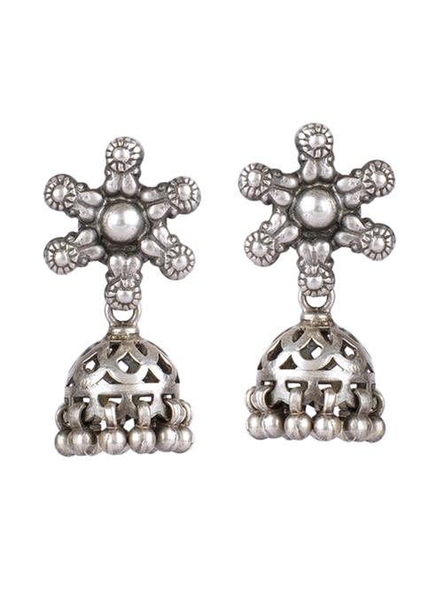 silver jhumka earring - 19754976 - Very Small Image - 1
