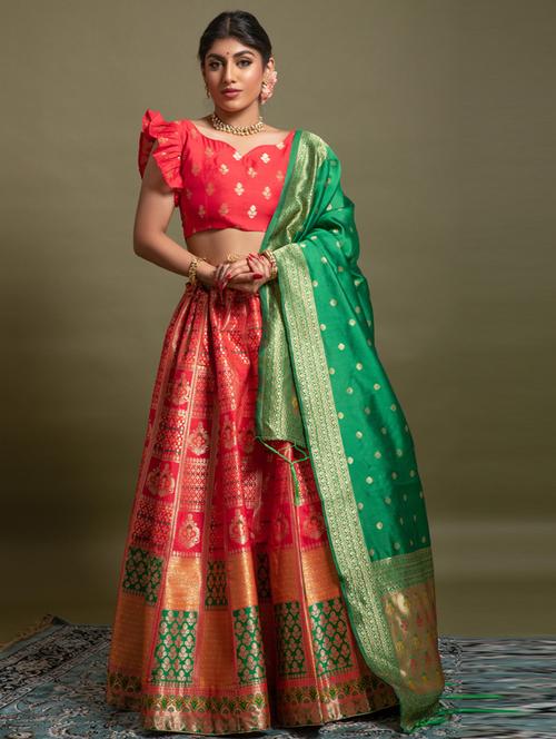 self designed woven flared lehenga - 19755297 - Very Small Image - 1