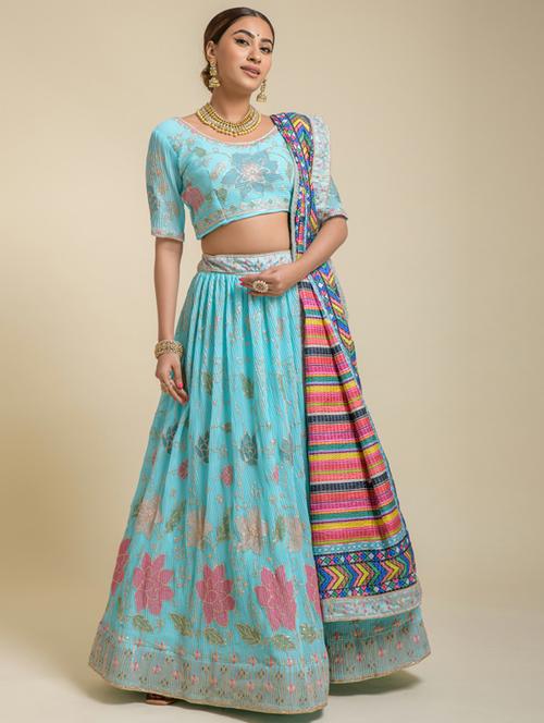 self designed embroidered flared lehenga - 19755313 - Very Small Image - 1