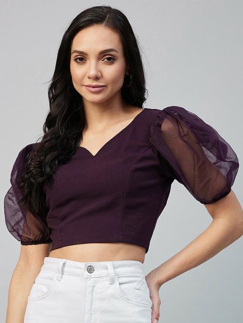 purple solid crop top - 19755405 - Very Small Image - 1