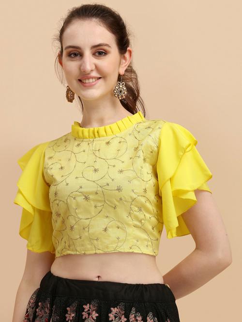 yellow printed crop top - 19755637 - Very Small Image - 1